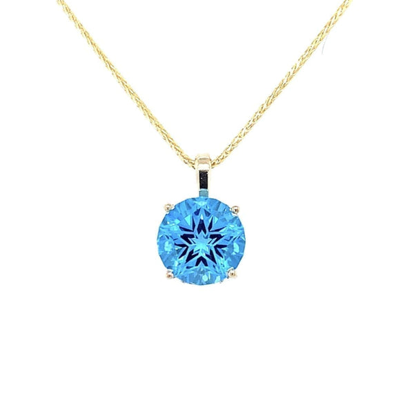 Natural London Blue Topaz Necklace 1/5 ct tw Diamonds 10K White Gold 18